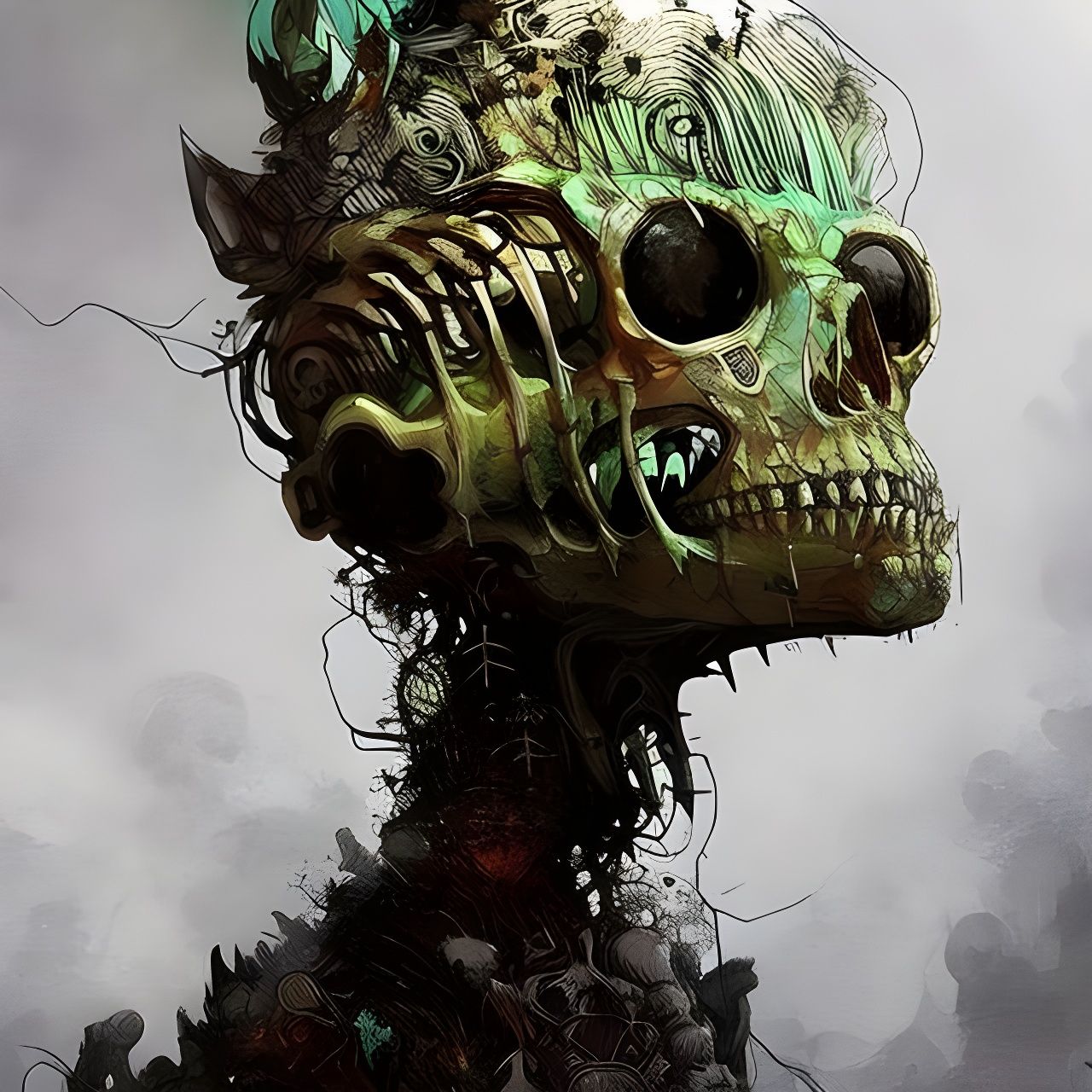 Adorable Chibi Monster Skeleton Boy Portrait