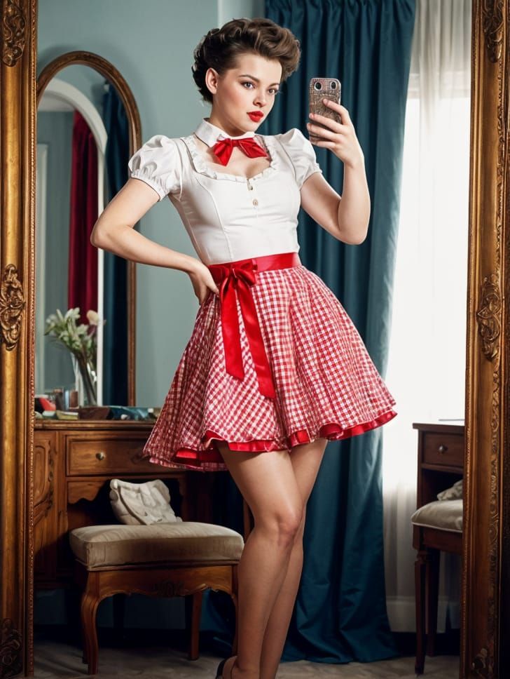 Vintage Hollywood Starlet Prepares for Night Out