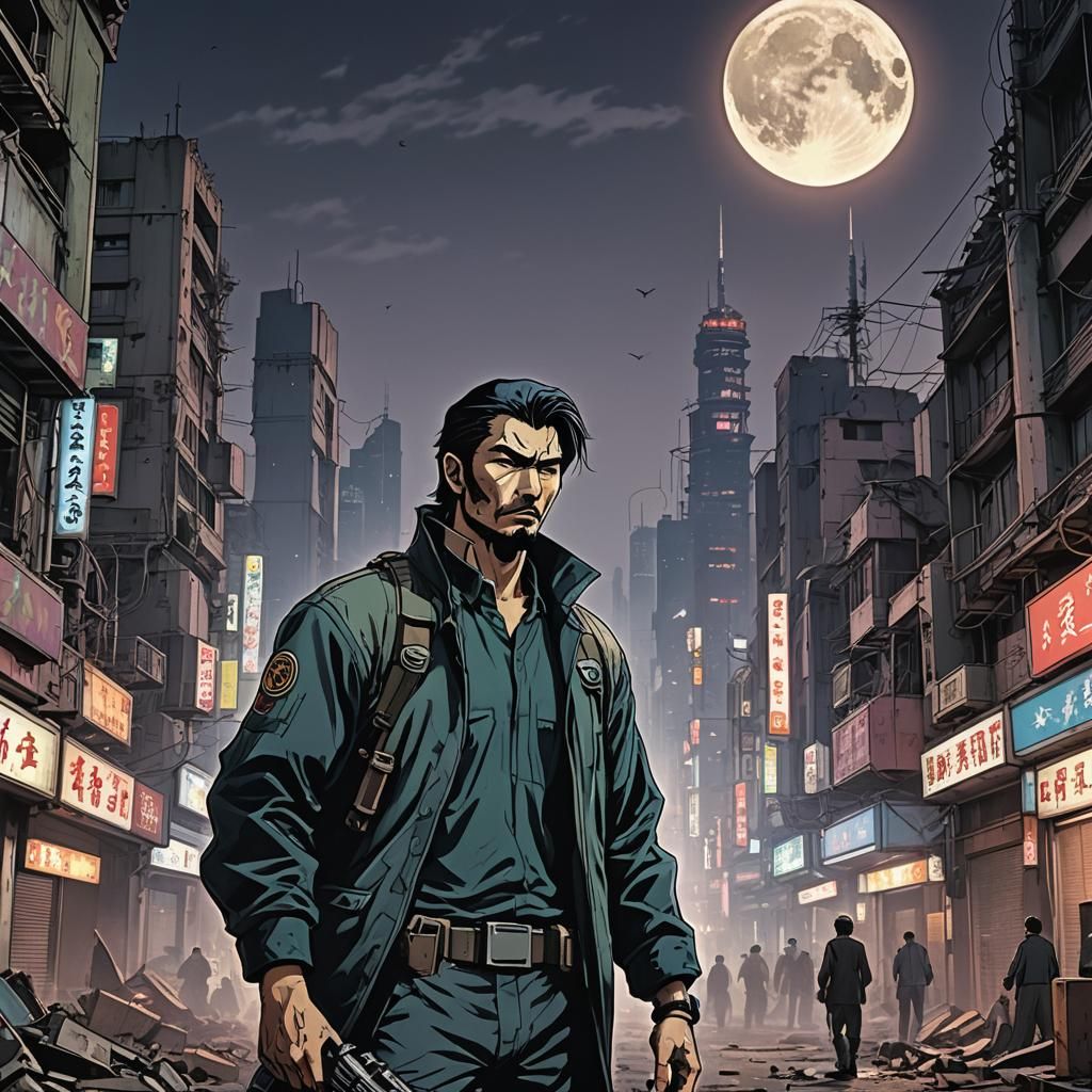 Neo-Tokyo Gangster's Last Stand Against Zombie Horde