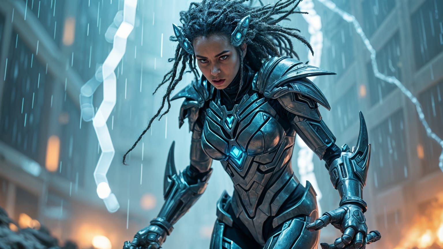 Alien Queen Dominates Robot Battlefield in Metallic Armor