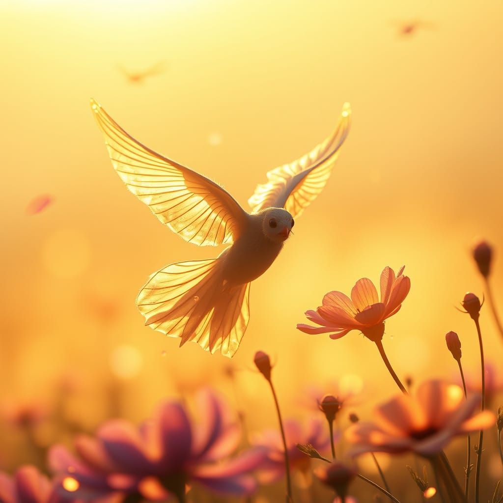 Golden Light Unfolds in Morning Breeze, Whispers of Sunrise,...