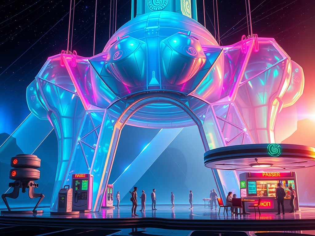 Futuristic Gas Station in Surreal Biomechanical Style
