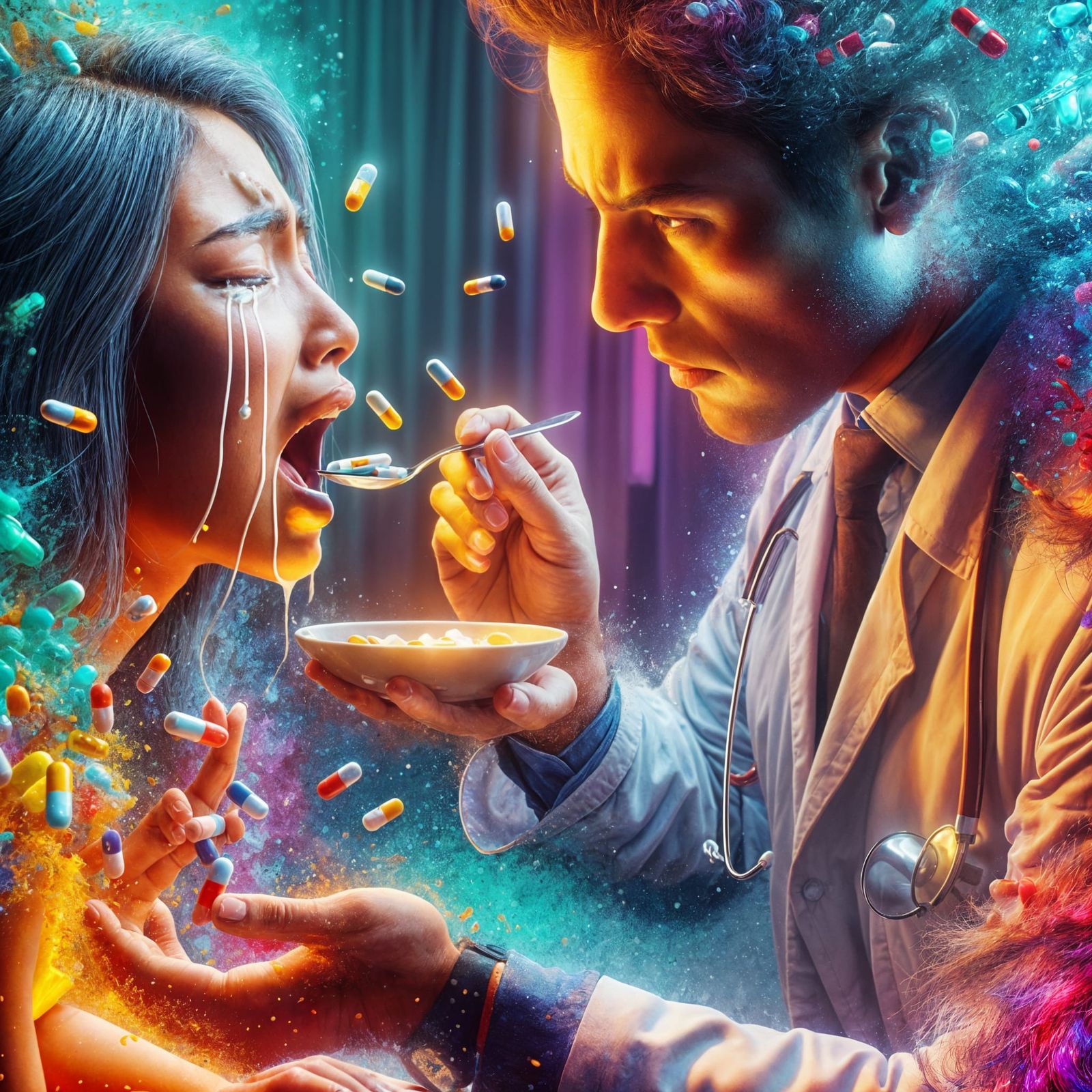 Emotional Doctor Patient Scene in Hyperrealism