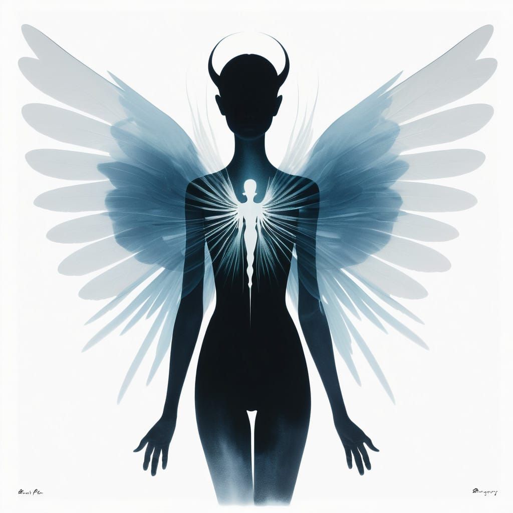 Ethereal Winged Goddess in Bioluminescent Bloom