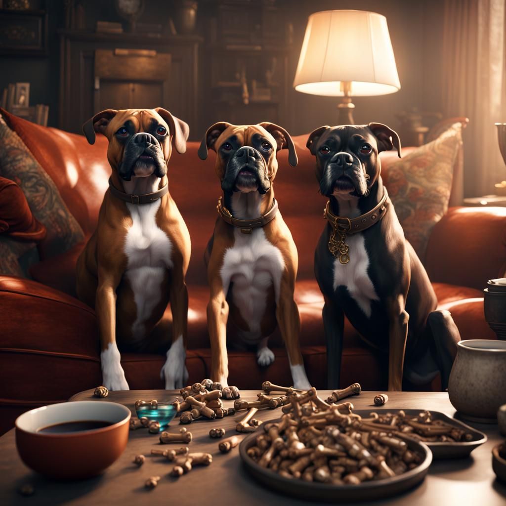 Humanoid Boxer Dogs Play Video Games
