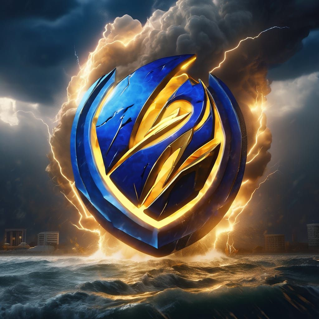 Storm Cloud Hurricane Sports Logo in Oil Painting Style