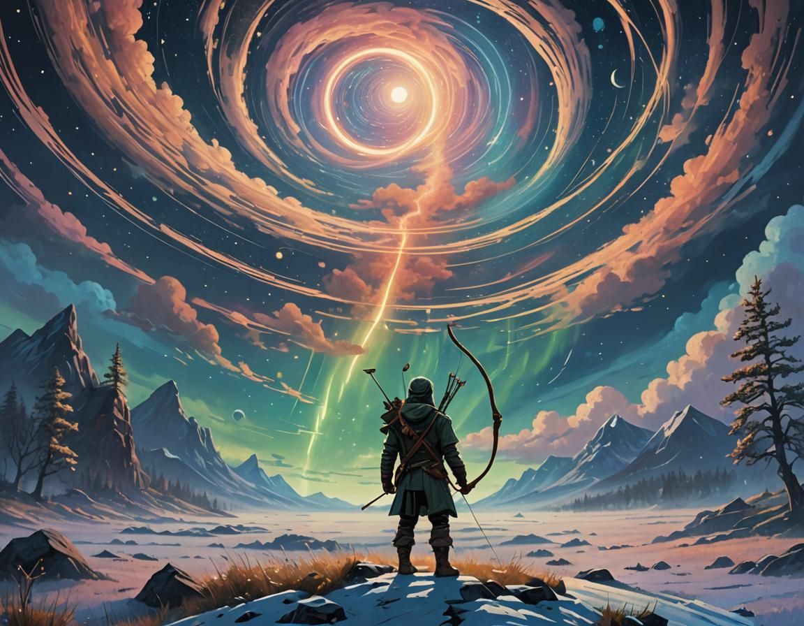 Celestial Archer in Starry Zodiac Wonderland