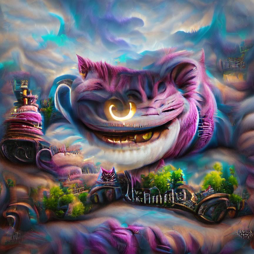 Hyperrealistic Steampunk Cheshire Cat in 3D