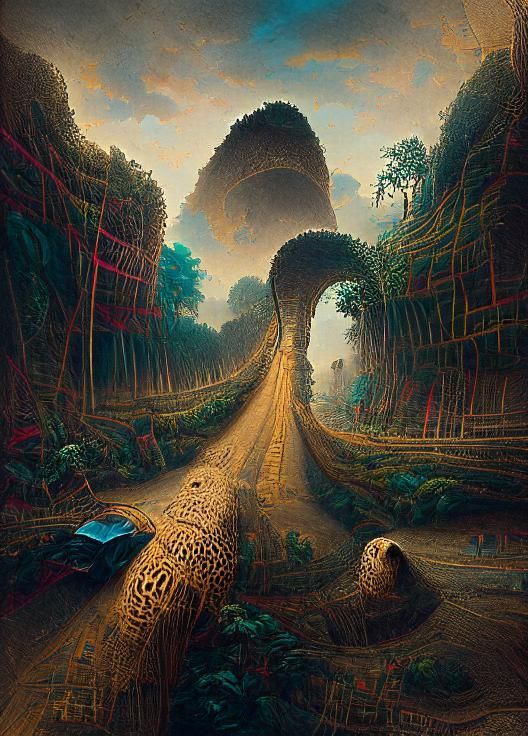 Jungle Road: A Hyperrealistic Digital Painting