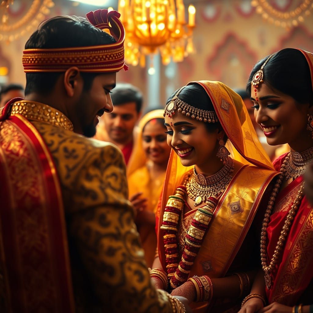 Luminous Indian Wedding Celebration in Golden Light