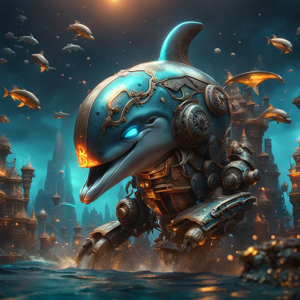 Futuristic Robot Dolphin Concept Art