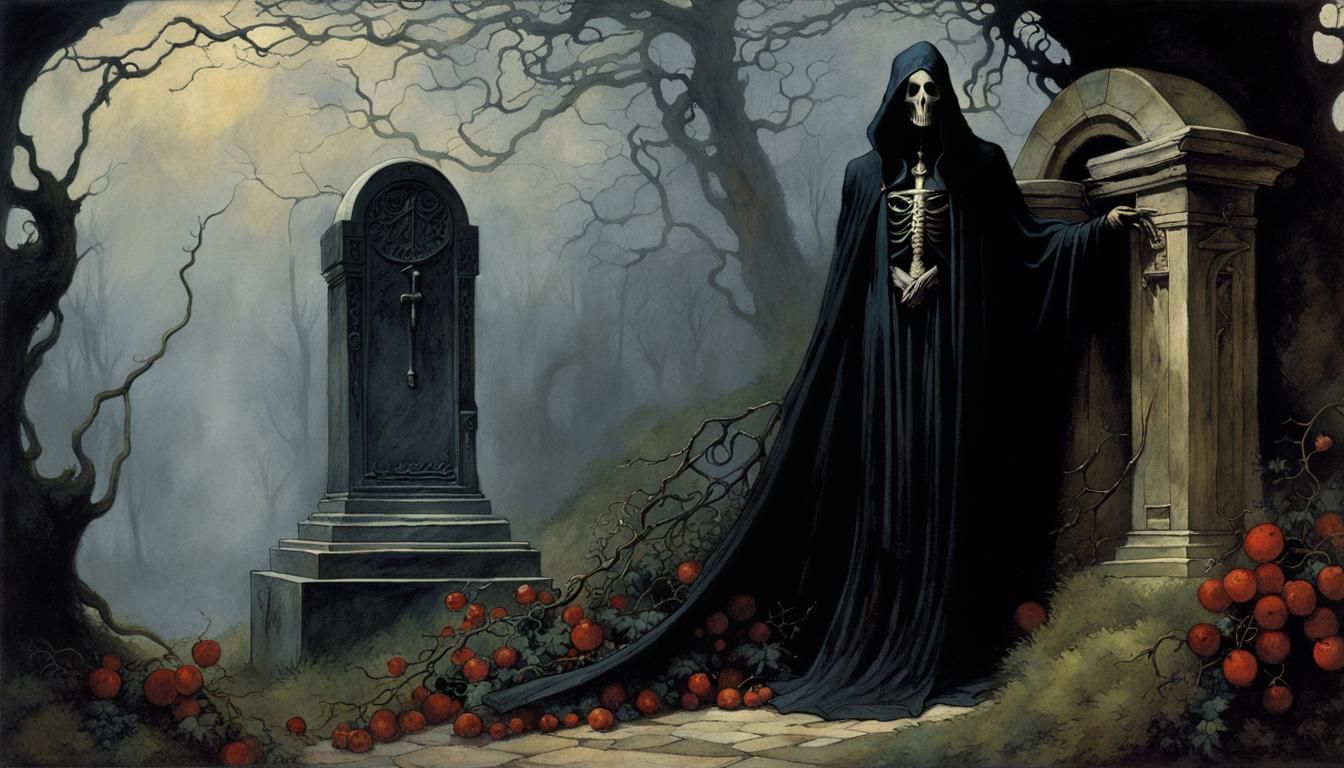 Spectre with Scythe in Expressionist Gothic Style