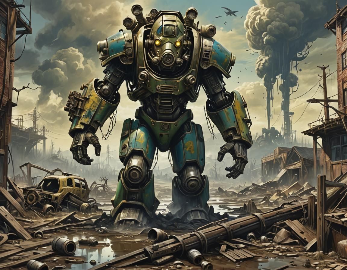 fallout4 painting modern splash art. surrealism