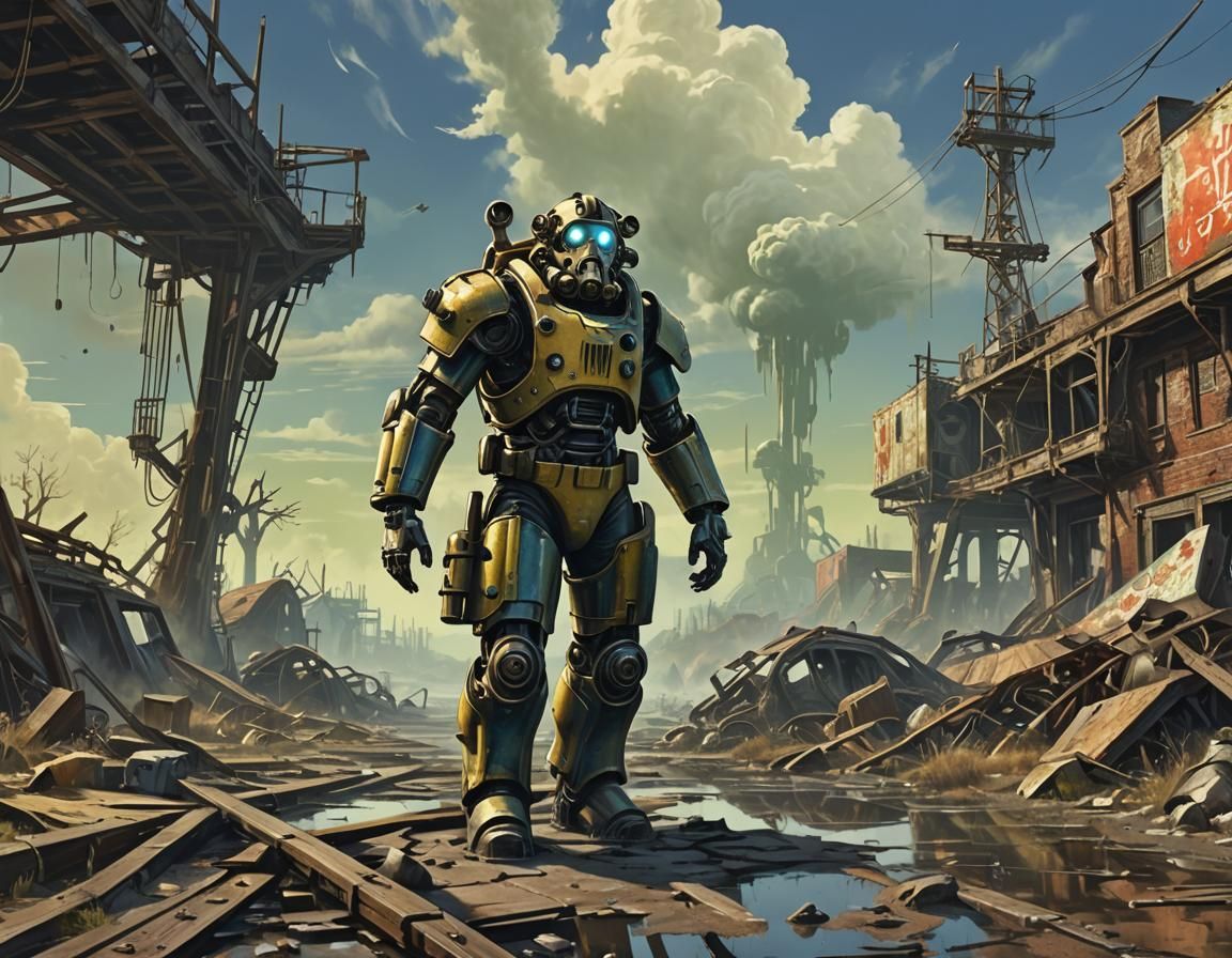 fallout4 painting modern splash art. surrealism