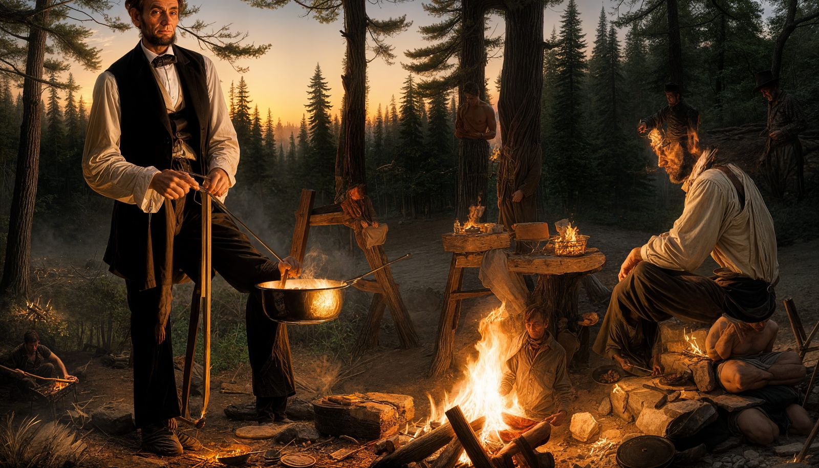 Abraham Lincoln Cooks Pancakes at Dawn