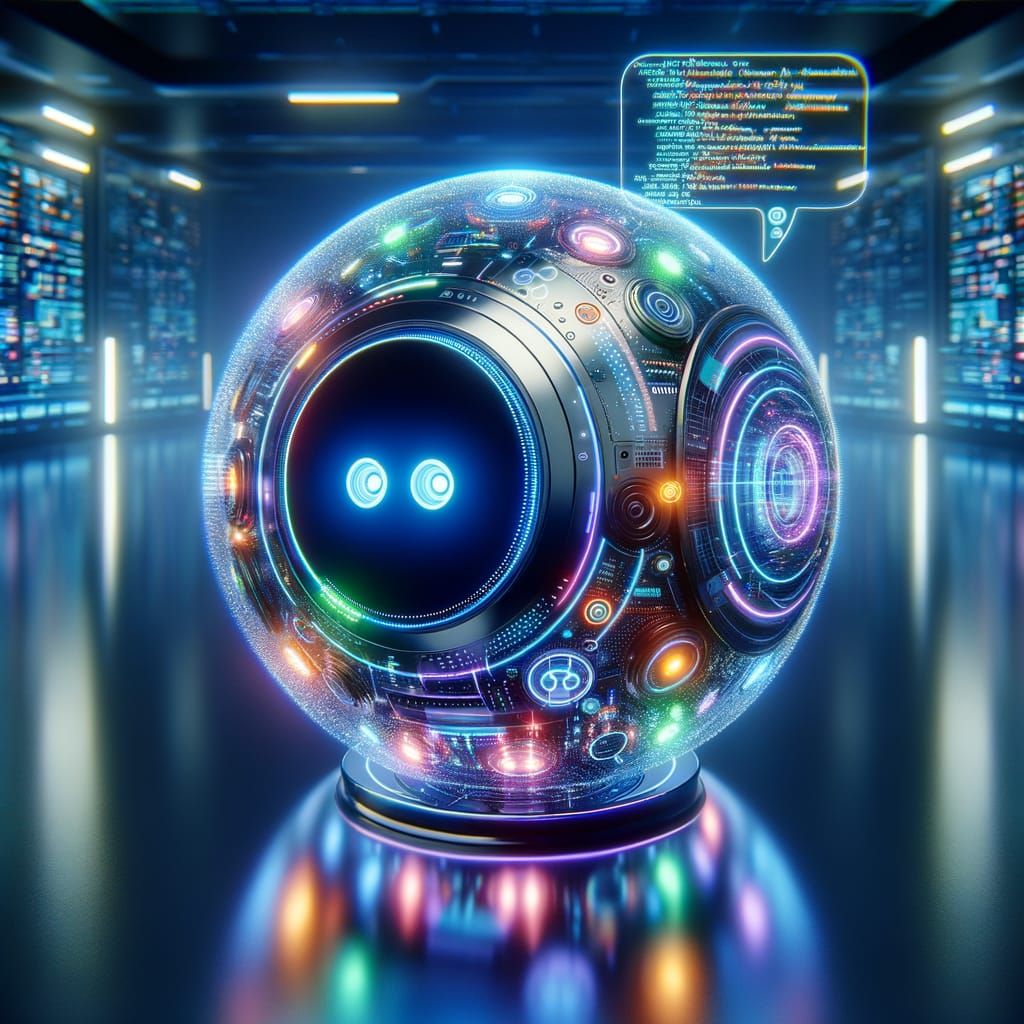 Futuristic Sphere Chatbot Dazzles with Neon Lights
