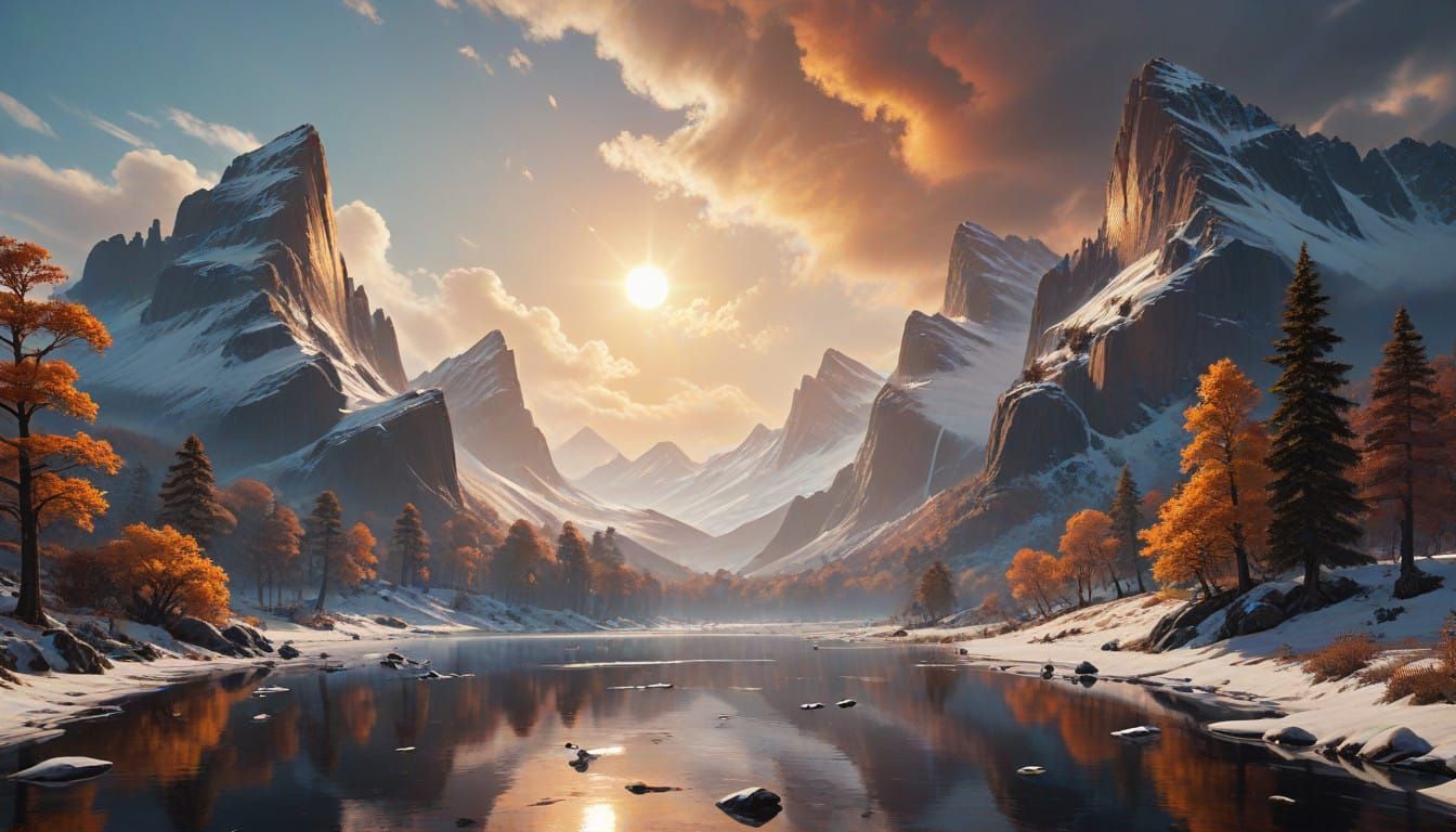 Majestic Winter Landscape in Hudson River Style