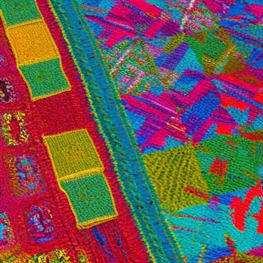 multi-coloured knitted wall rugs