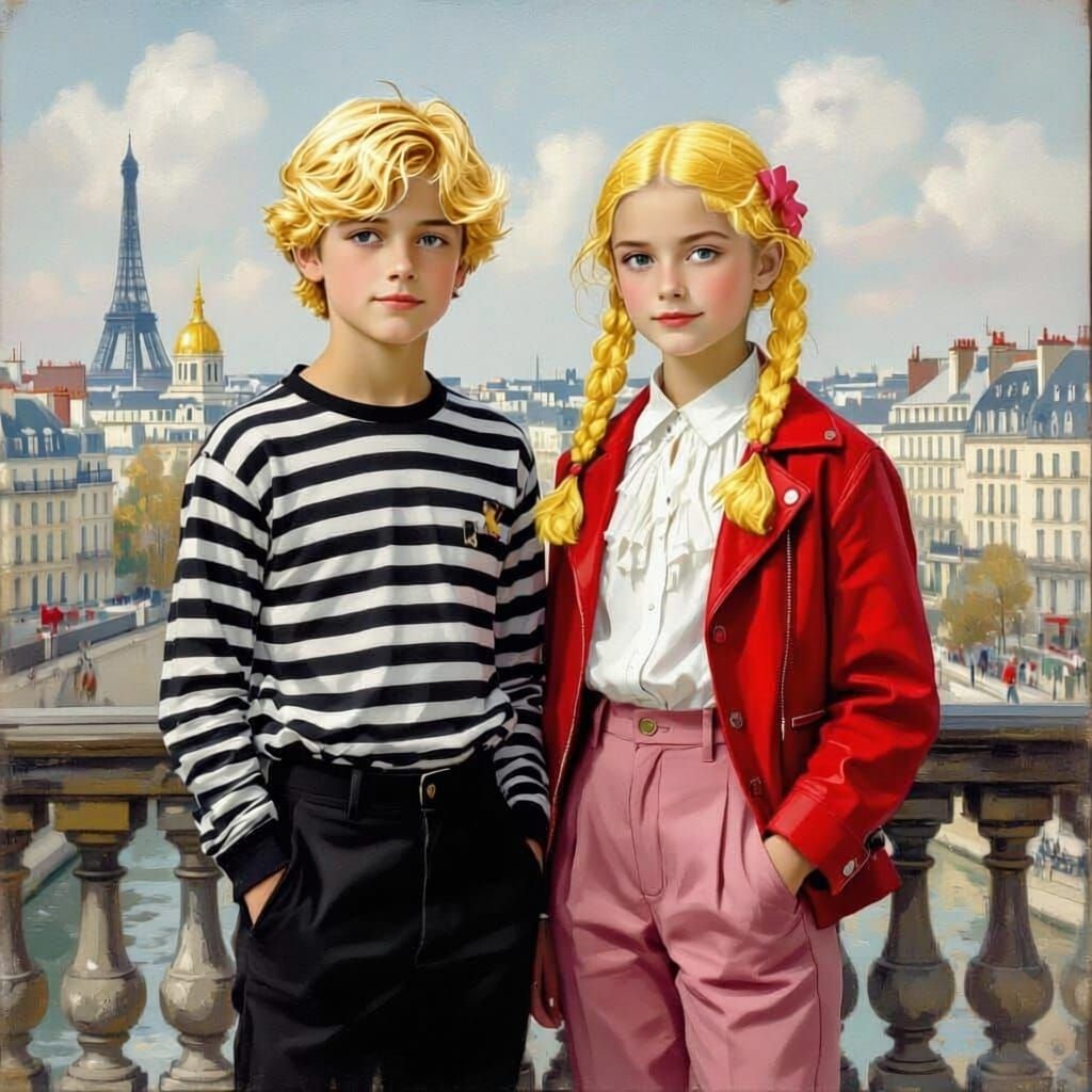 Parisian Teens in Impressionist Style