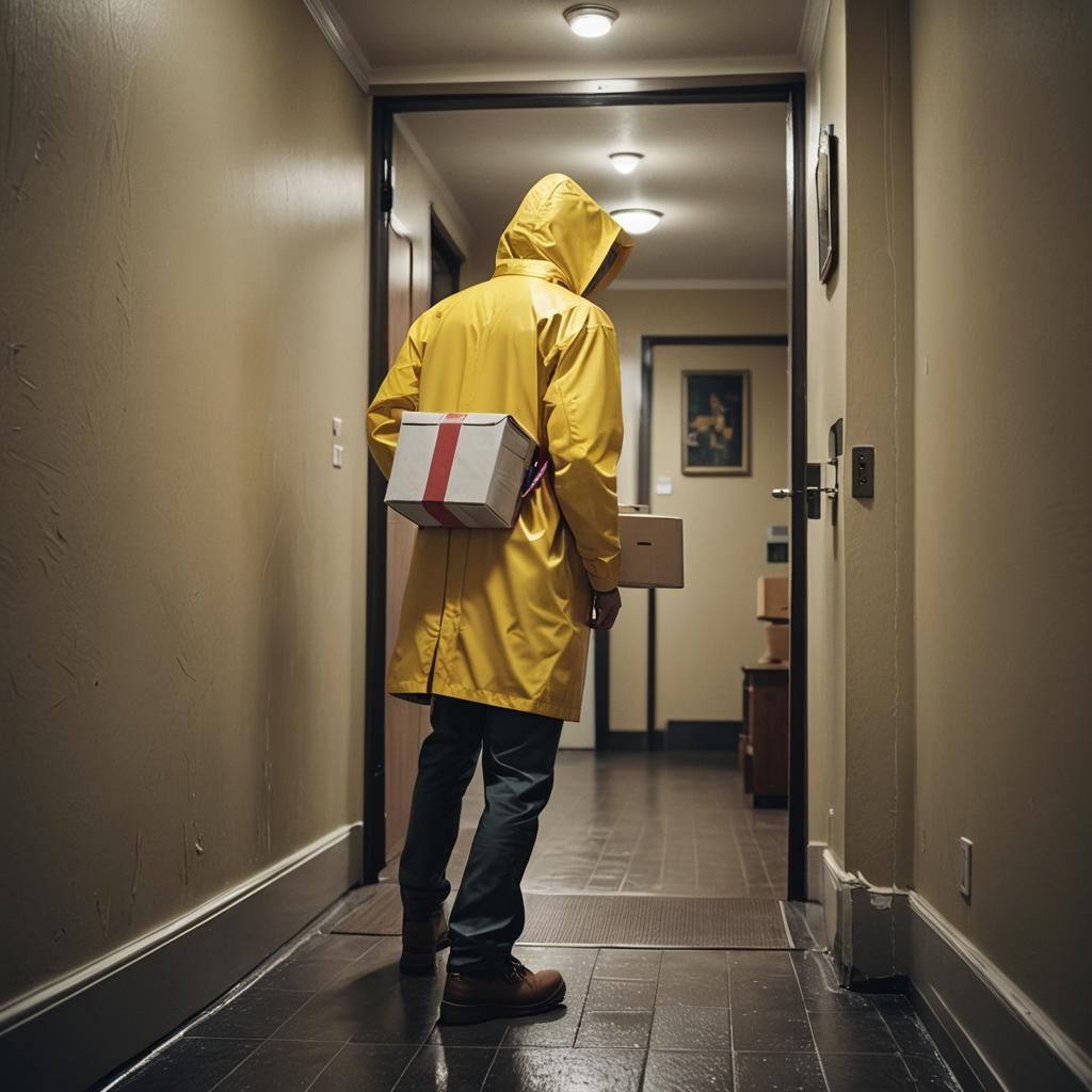 Delivery Man Knocks on Hotel Door in Cinematic Style