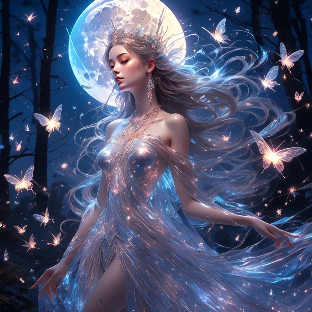 Luminous Deity Dancing in Enchanted Woods