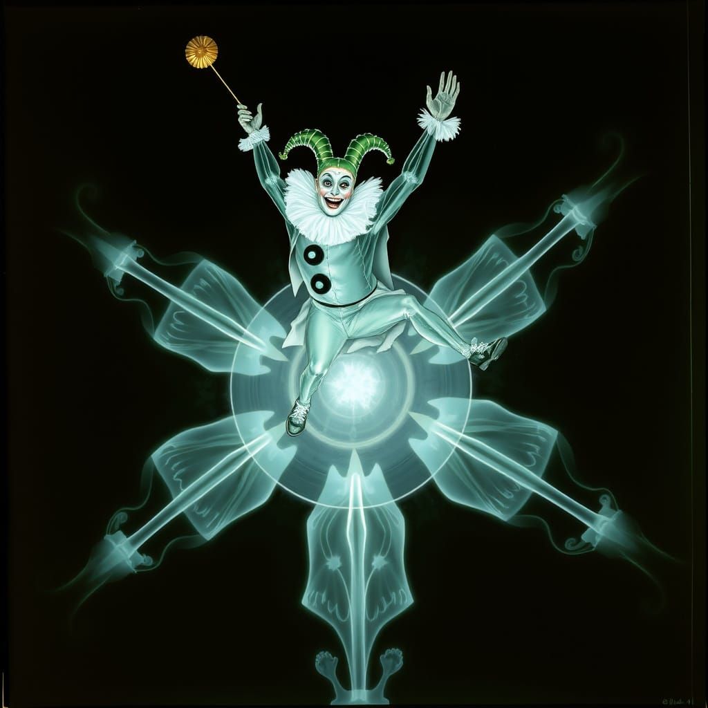 Acrobatic Jester in Art Nouveau Style