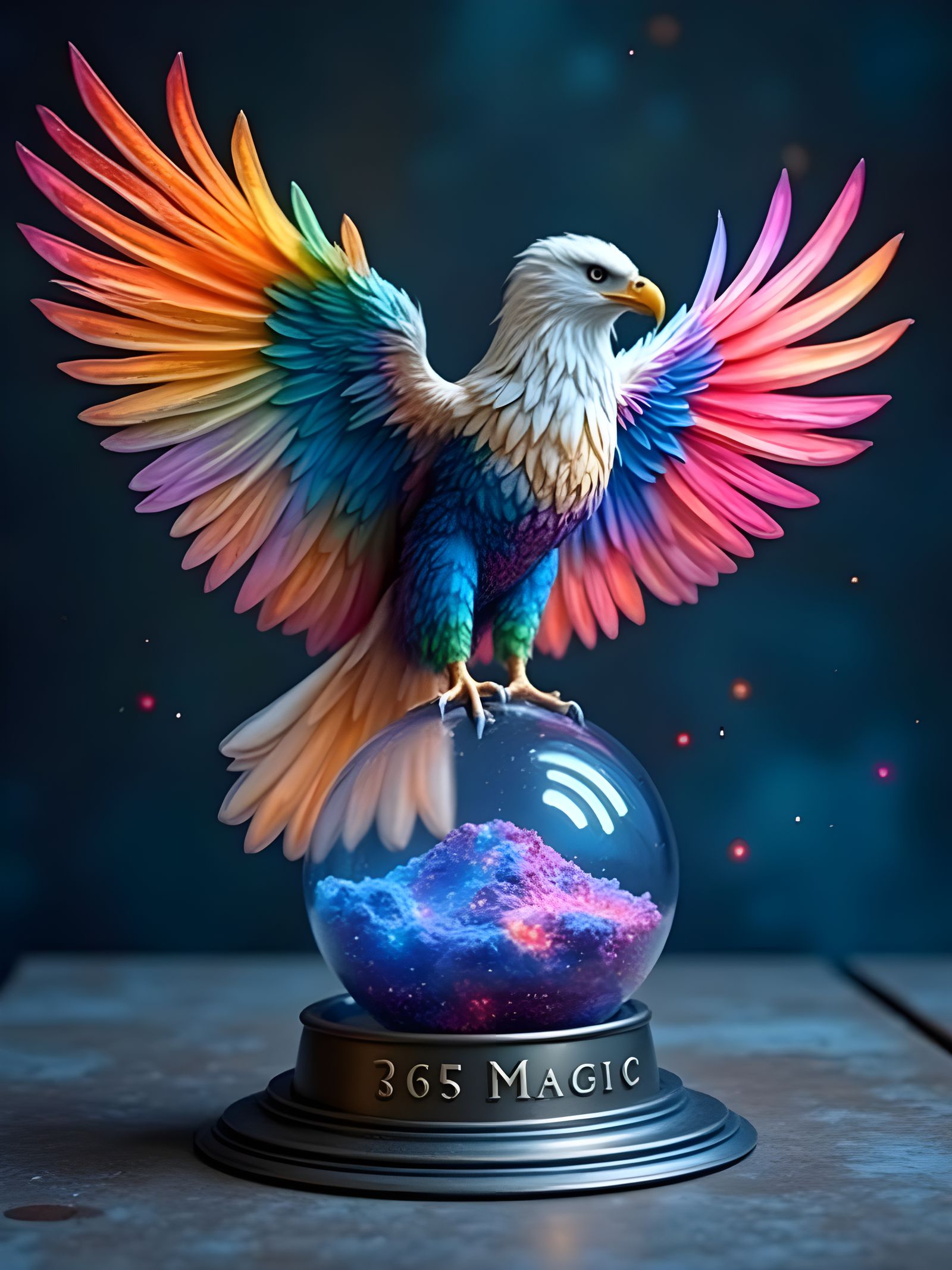 Rainbow Eagle Takes Flight From Hourglass: Digital Art