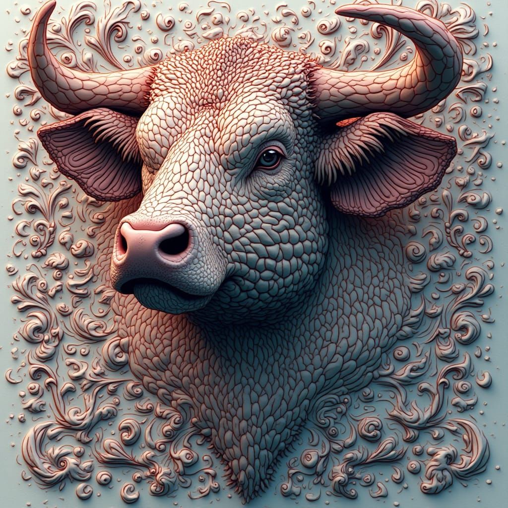 Abstract Vector Fractal with Zentangle and 3D Shading