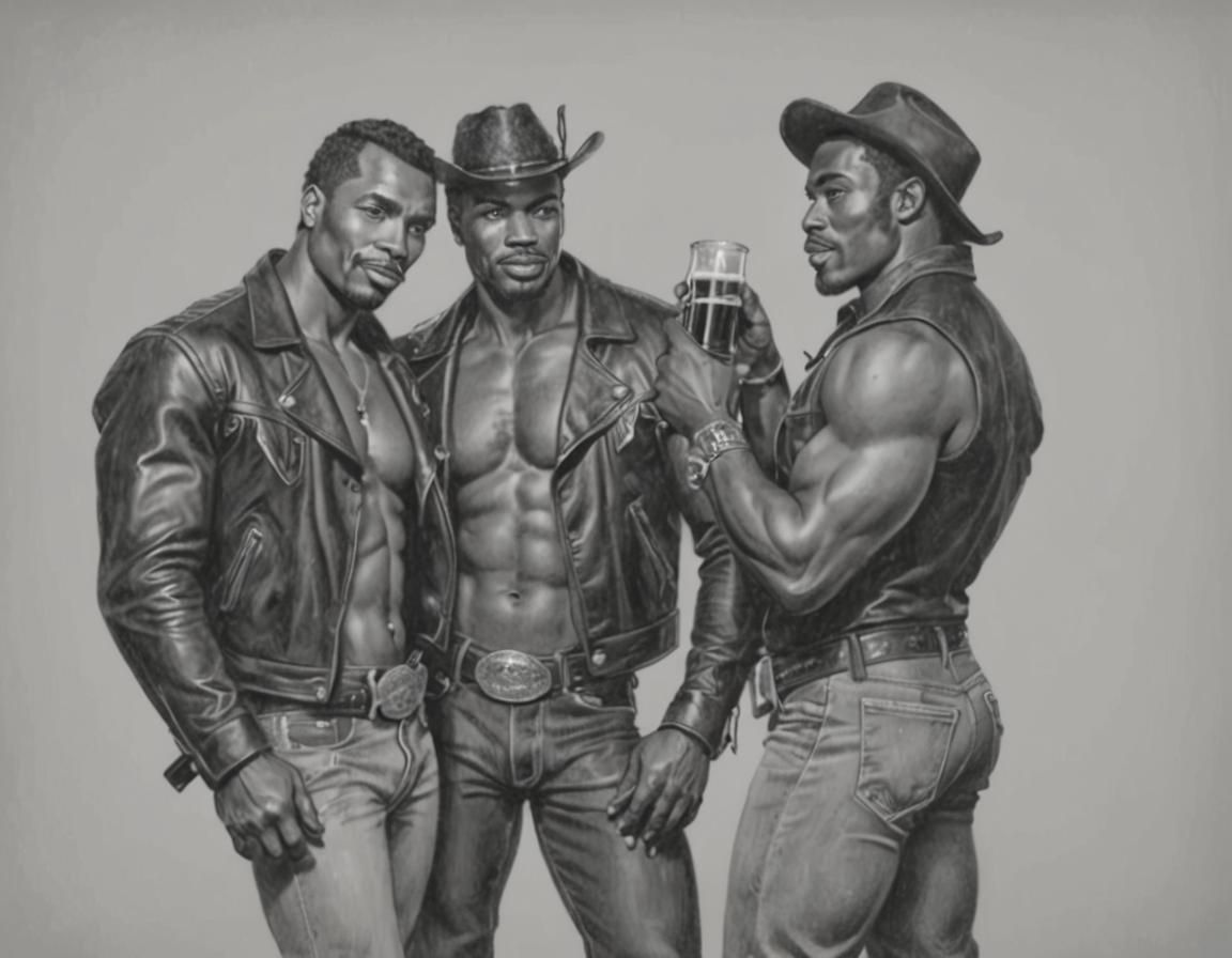 Hyperrealistic Black Cowboys in a Western Saloon