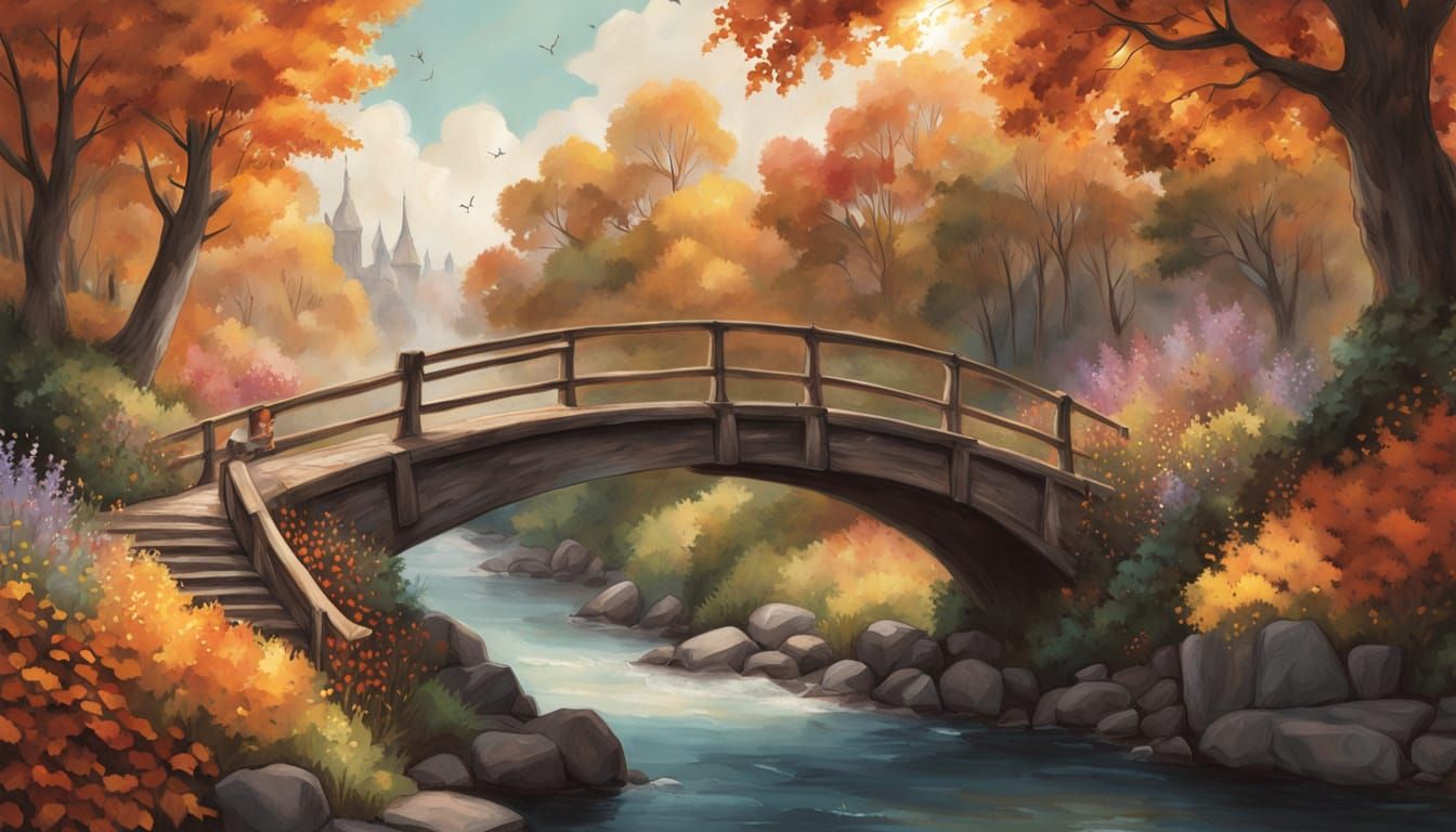 Magical Bridge Between Seasons: Chalk Art Illustration