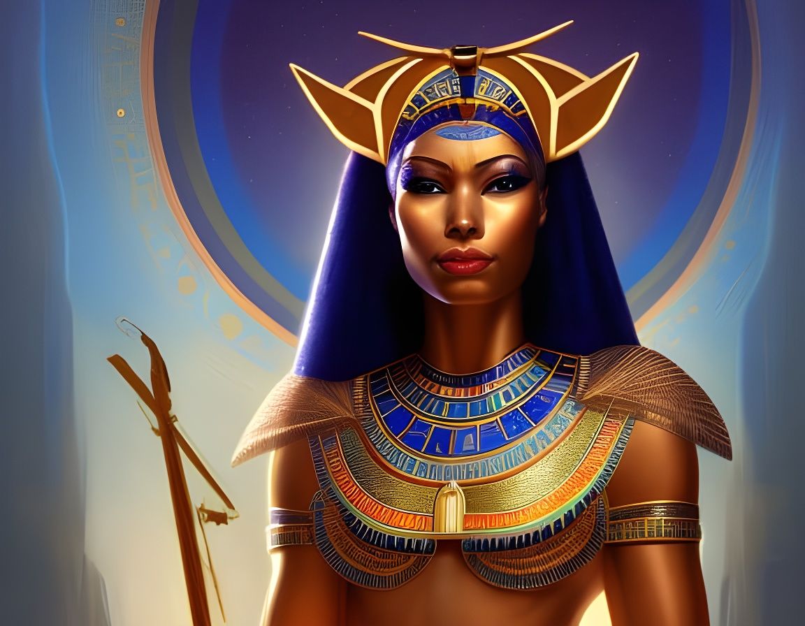 Egyptian Goddess Sekhmet Portrait in Hyperdetailed Style