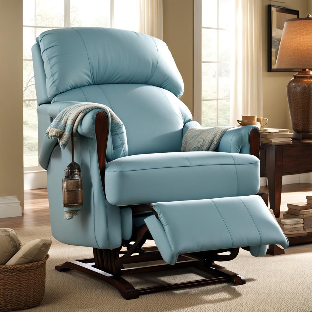 Sky Blue Reclining Chair in Neo-Impressionist Style