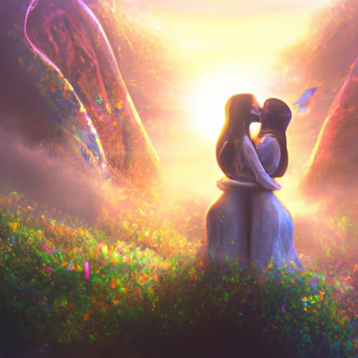 Ethereal Kiss: A Hyperdetailed Fantasy Scene