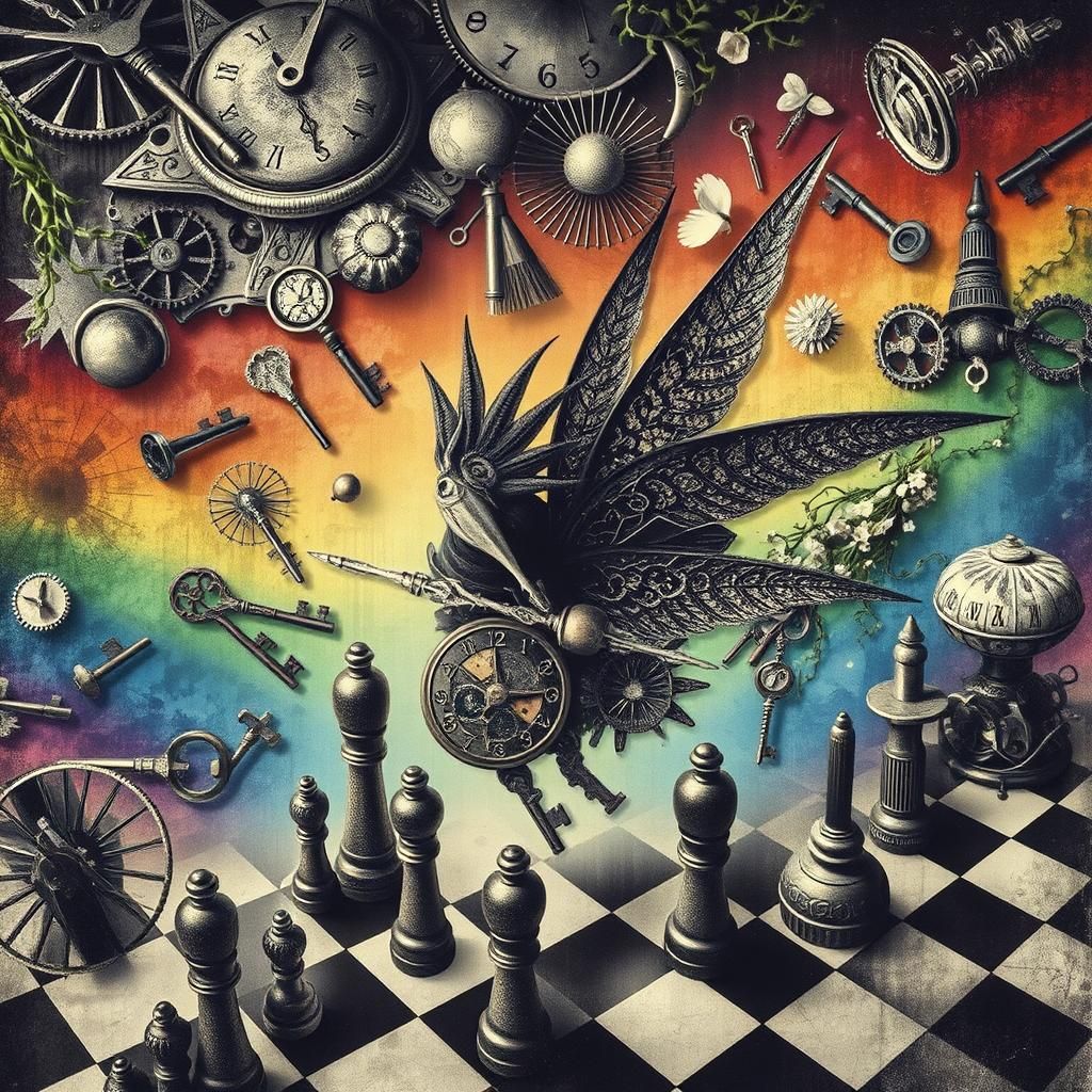 Intricate Clockwork Photogram in Rayograph Style