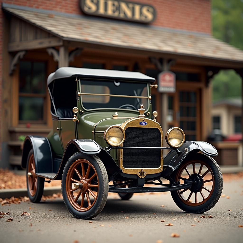 Ford Model T at General Store: Professional Photo