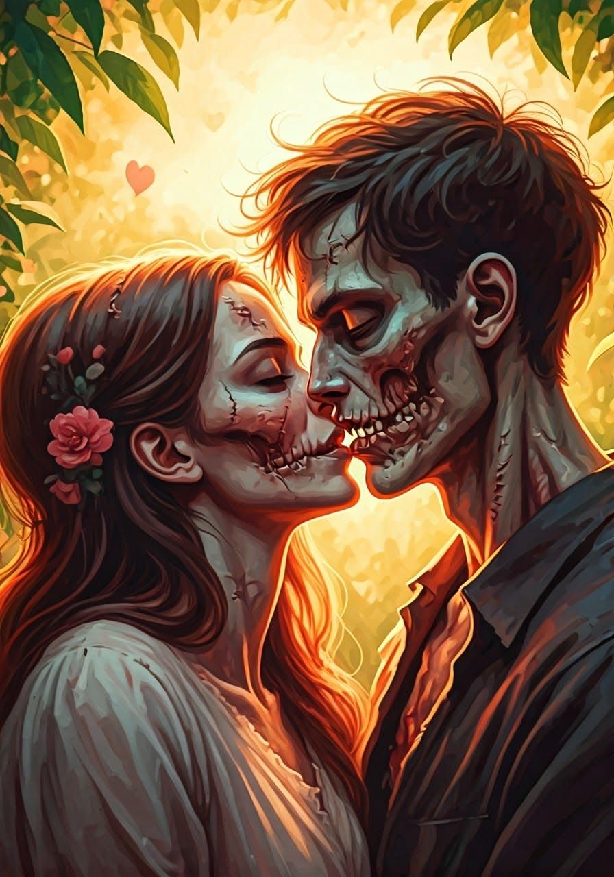 Romantic Zombie Portrait in Watercolor