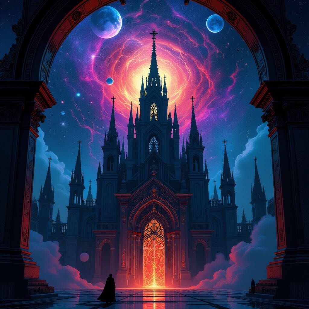Cosmic Fusion of Technology and Gothic Architecture