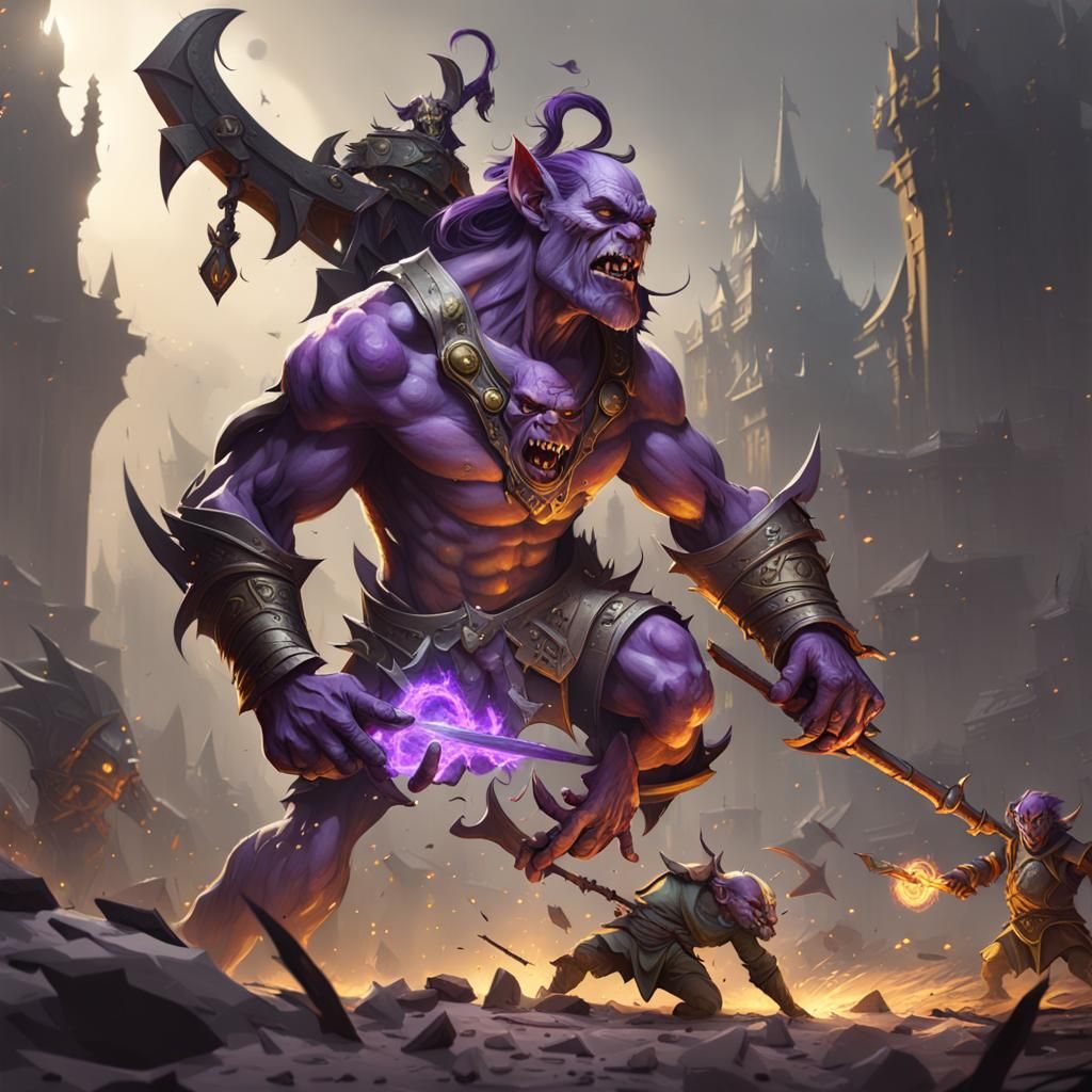 Epic Goblin-Human Battle in Dark Fantasy Style