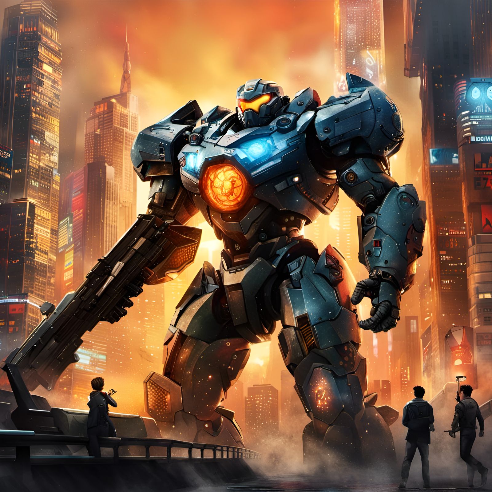 jaeger with big plasma defending the city 🔥🌆