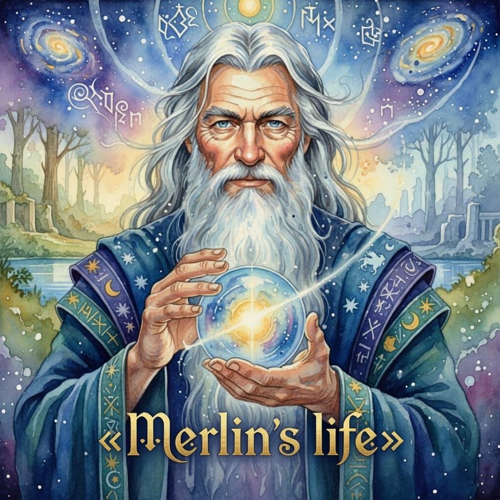 Merlin's Life: A Watercolor Wizard Movie Poster