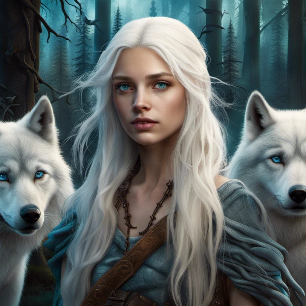 Teenage Girl with Wolves: Fantasy Concept Art