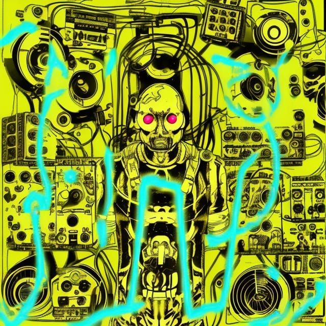 Abstract Cybercore Oscillator Waves in Weirdcore Style