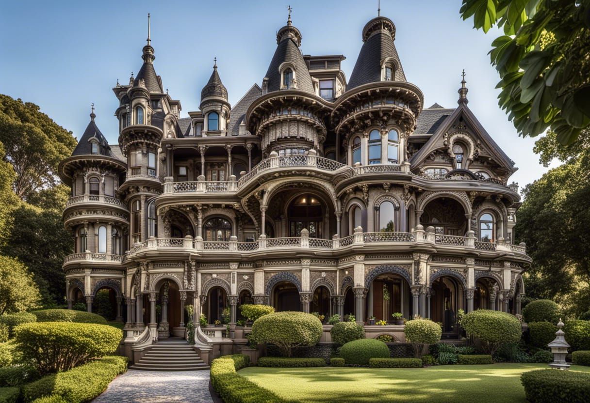 Grand Victorian Mansion in Lush Gardens: Photography