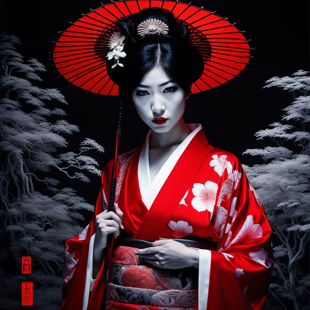 Gorgeous Yakuza Princess in Luminous Kimono