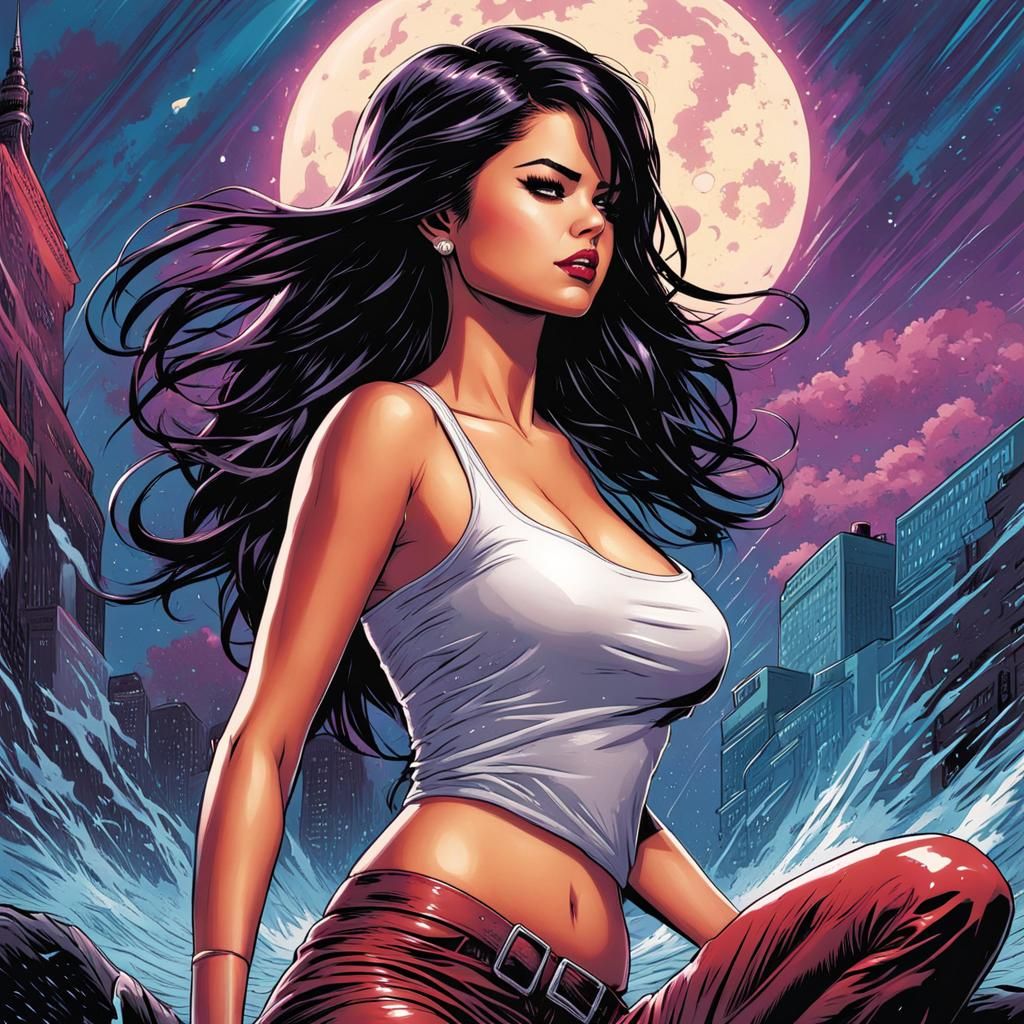 Comic Book Art of Woman in Wet T-Shirt Contest