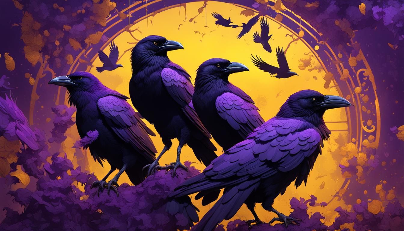 Crows in Dark Fantasy Art Nouveau Style