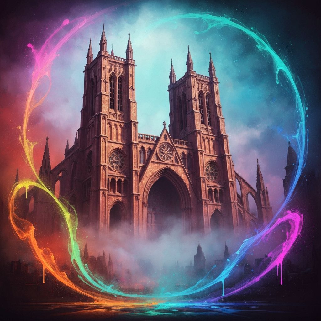 Coventry Cathedral Fantasy Art in Vibrant Colors