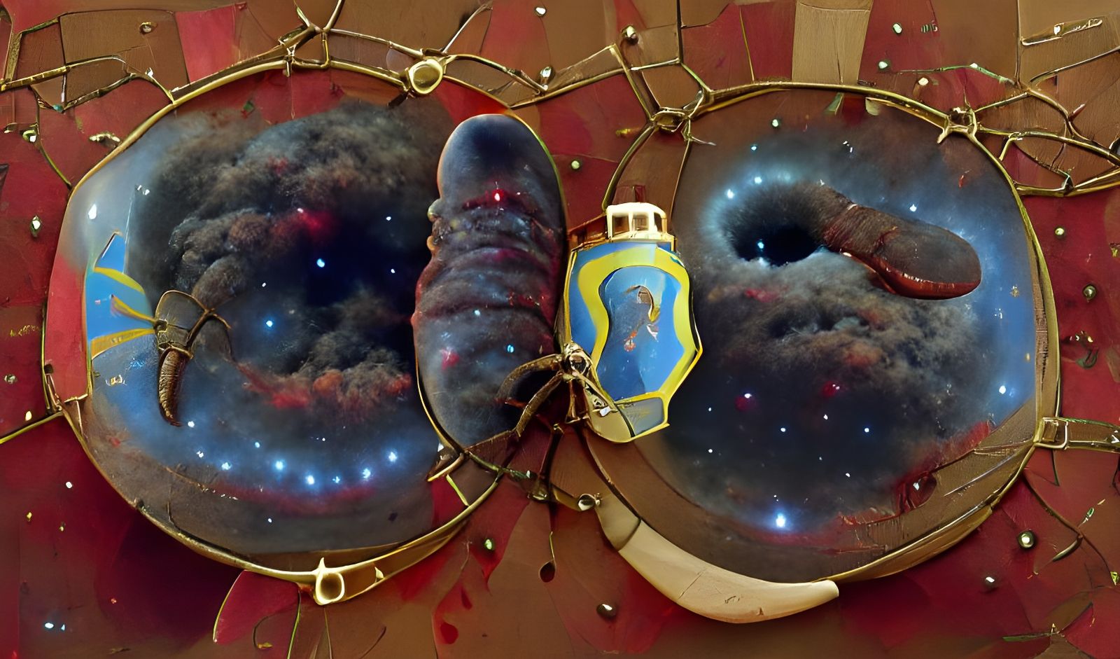 Horseshoe Nebula Galaxy Sphere in Bilibin Style