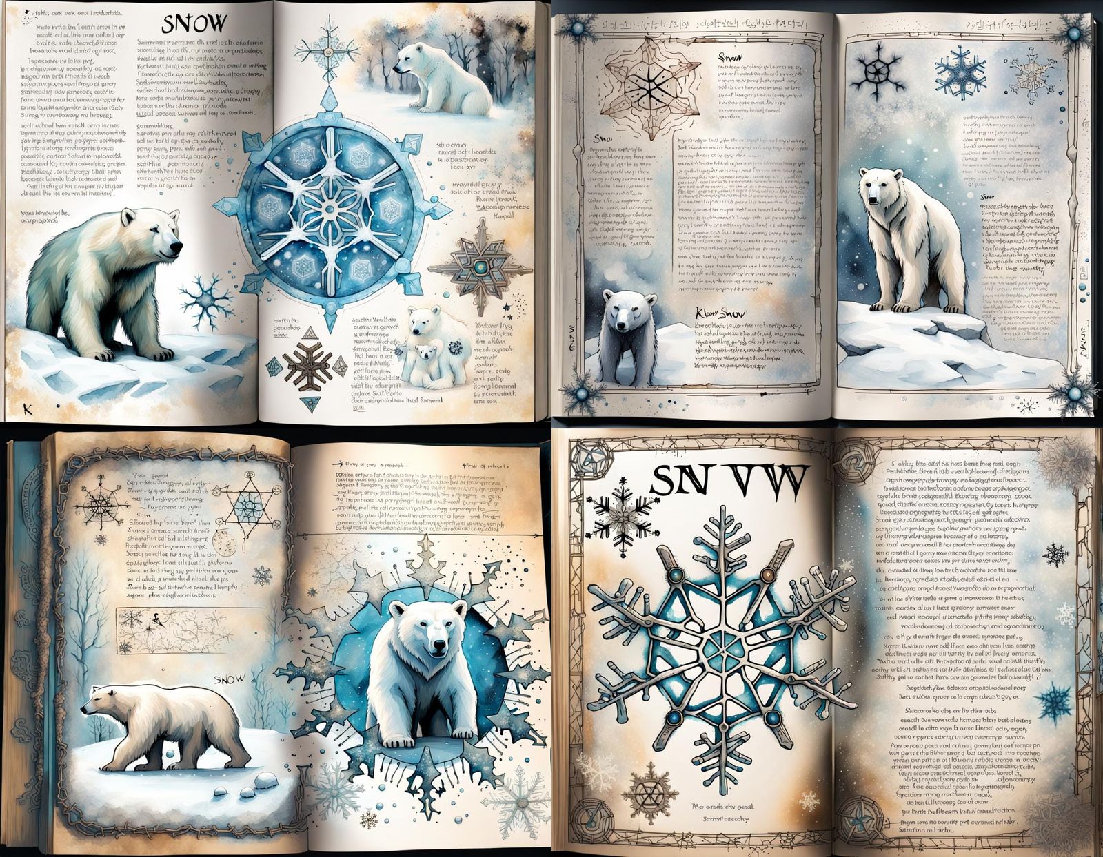 Magical Snowflake Runes in Scientific Book