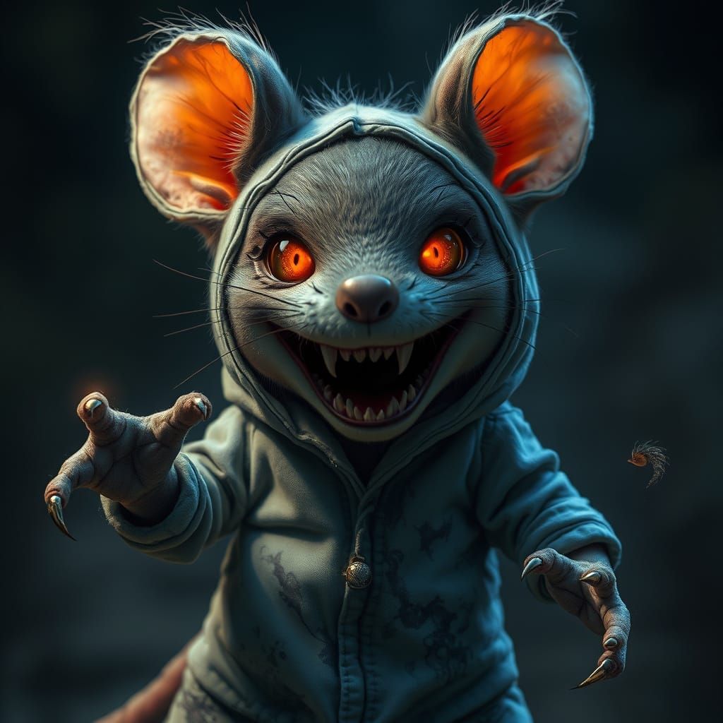 Ominous Stuffed Mouse with Razor Teeth